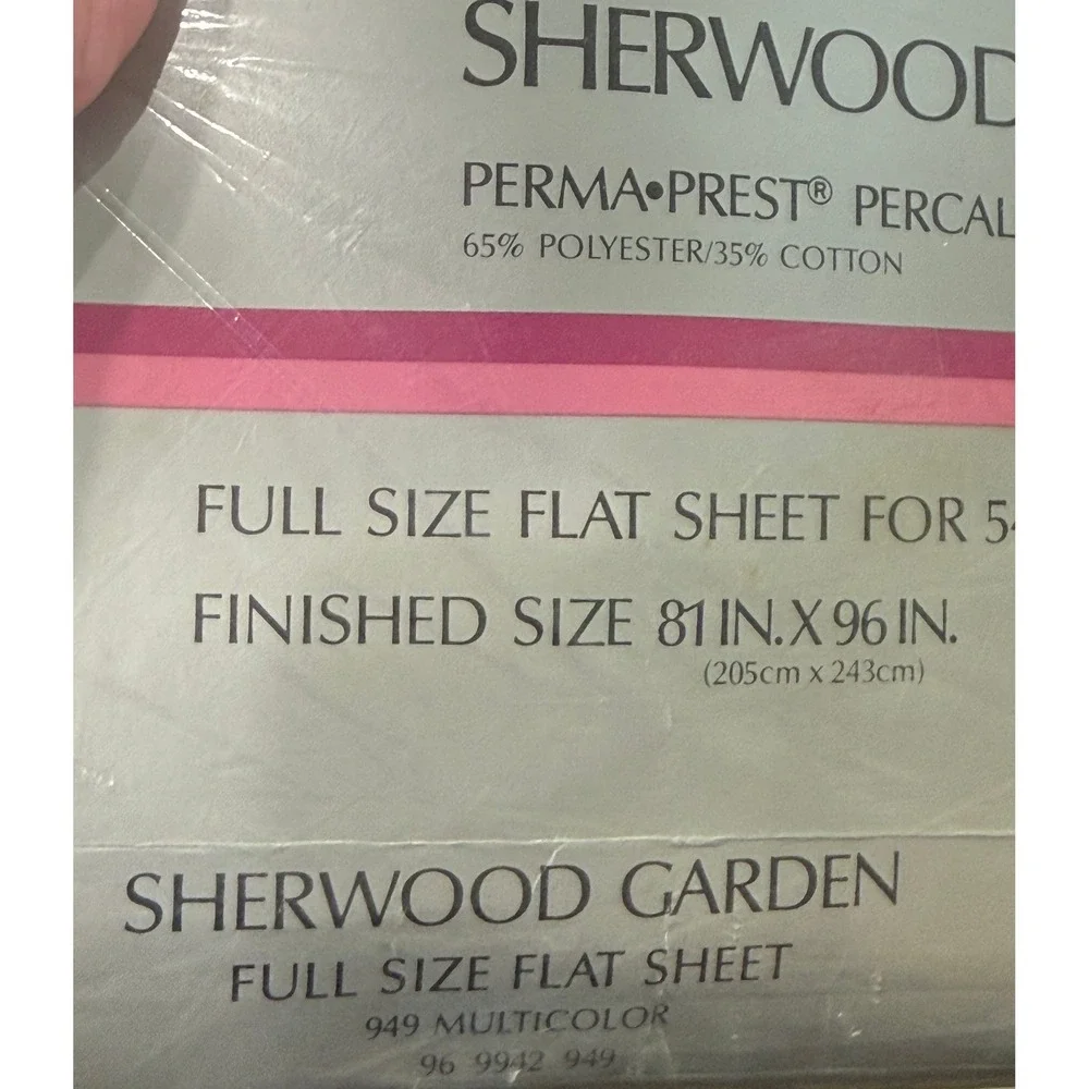 Vintage 70s Garden Full Sheet Set Flat Fitted Percale Floral Perma Prest Cottage